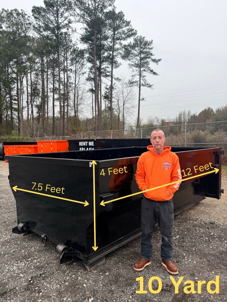 Southside Junk Removal 10 yard roll-off dumpster, 12 by 7.5 by 4 feet